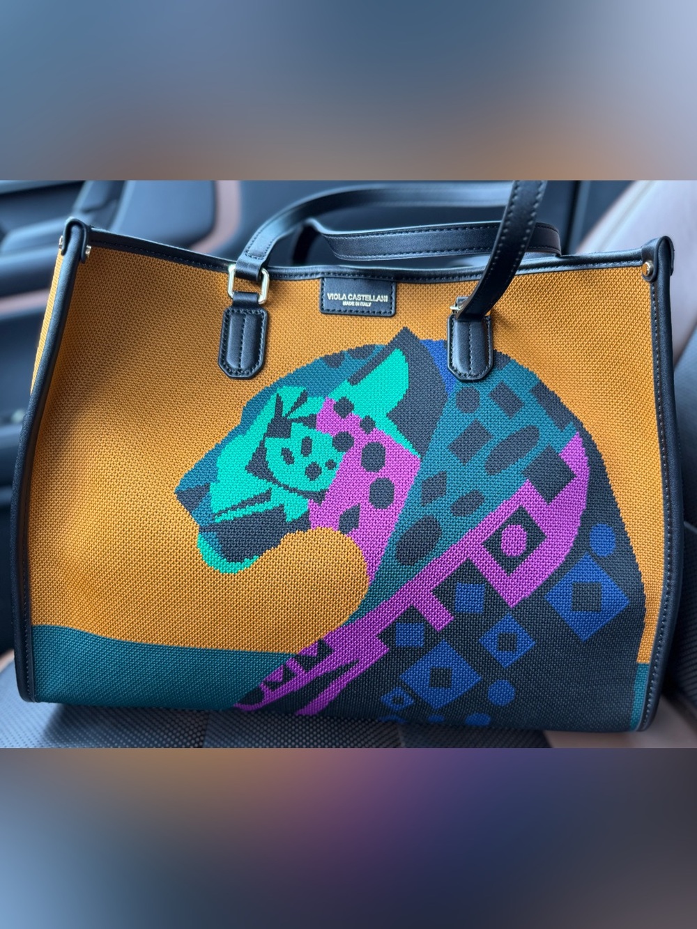NWT - Viola Castellani - Artistic, Italian Tote Bag - Jaguar